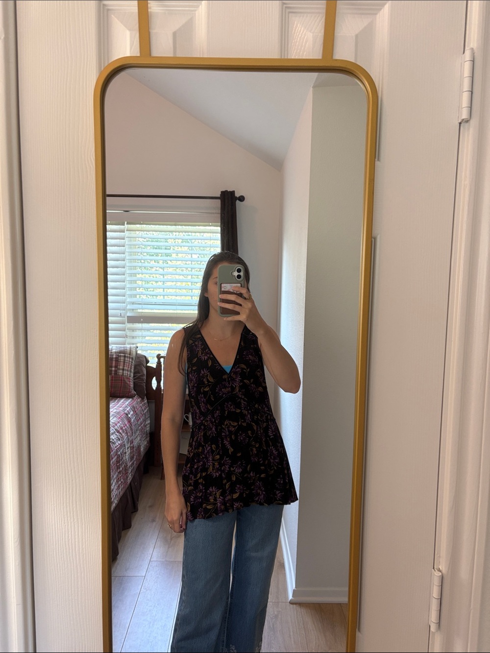 American Eagle Outfitters Black Floral V-Neck Camisole